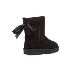 Stivaletti imbottiti cozy boots neri da bambina con cuori strass e fiocchetto 10 Baci