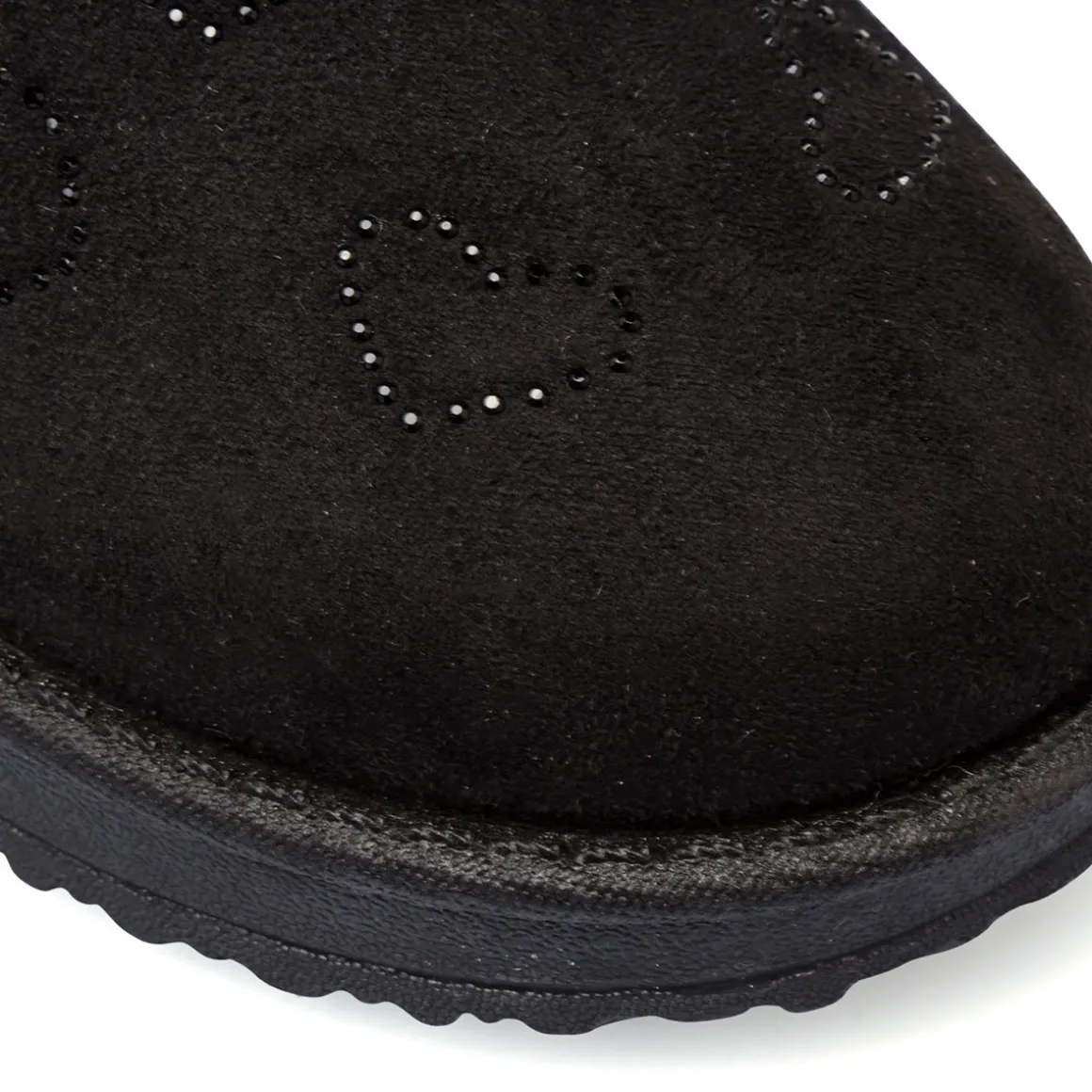 Stivaletti imbottiti cozy boots neri da bambina con cuori strass e fiocchetto 10 Baci
