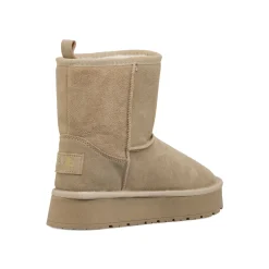 Stivaletti imbottiti da donna beige in pelle scamosciata con suola platform Americanino