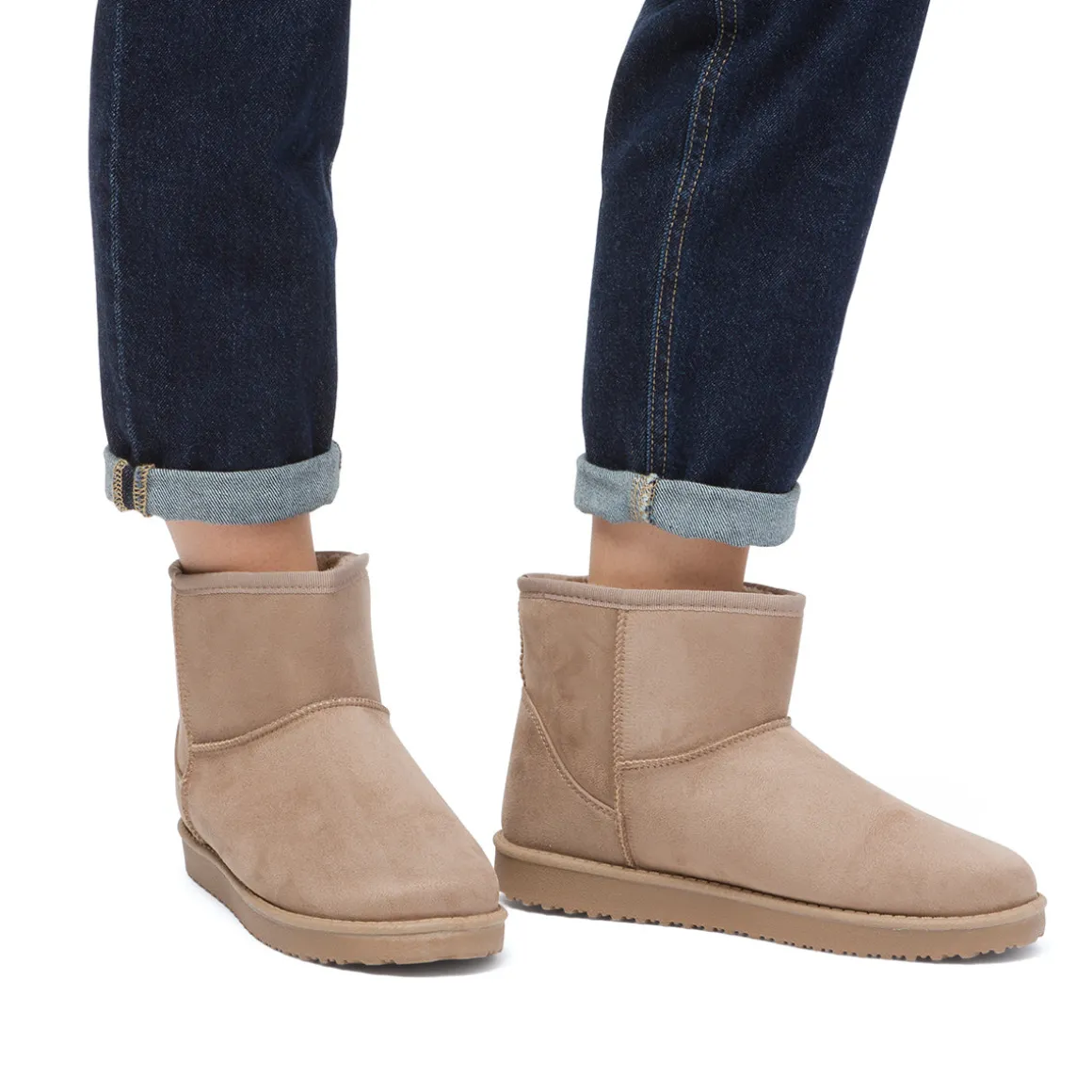 Stivaletti imbottiti effetto scamosciato khaki da Donna Lora Ferres