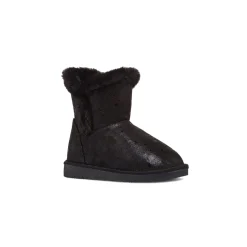 Stivaletti imbottiti neri da bambina con stelline e finta pelliccia Le Scarpe di Alice