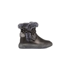 Stivaletti imbottiti neri metal da bambina con finta pelliccia Le Scarpe di Alice