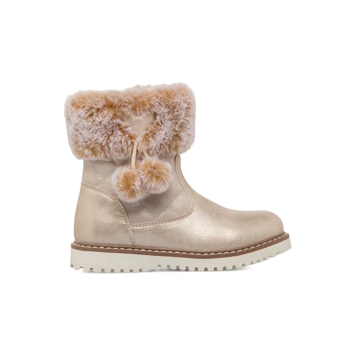 Stivaletti imbottiti oro da Bambina con pon pon Le scarpe di Alice