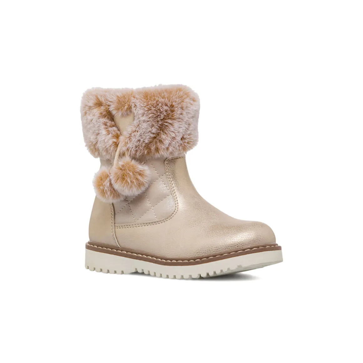 Stivaletti imbottiti oro da Bambina con pon pon Le scarpe di Alice