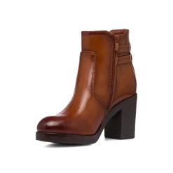 Stivaletti marroni con tacco 8,5 cm fibbie effetto vintage da Donna Lora Ferres