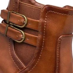 Stivaletti marroni con tacco 8,5 cm fibbie effetto vintage da Donna Lora Ferres