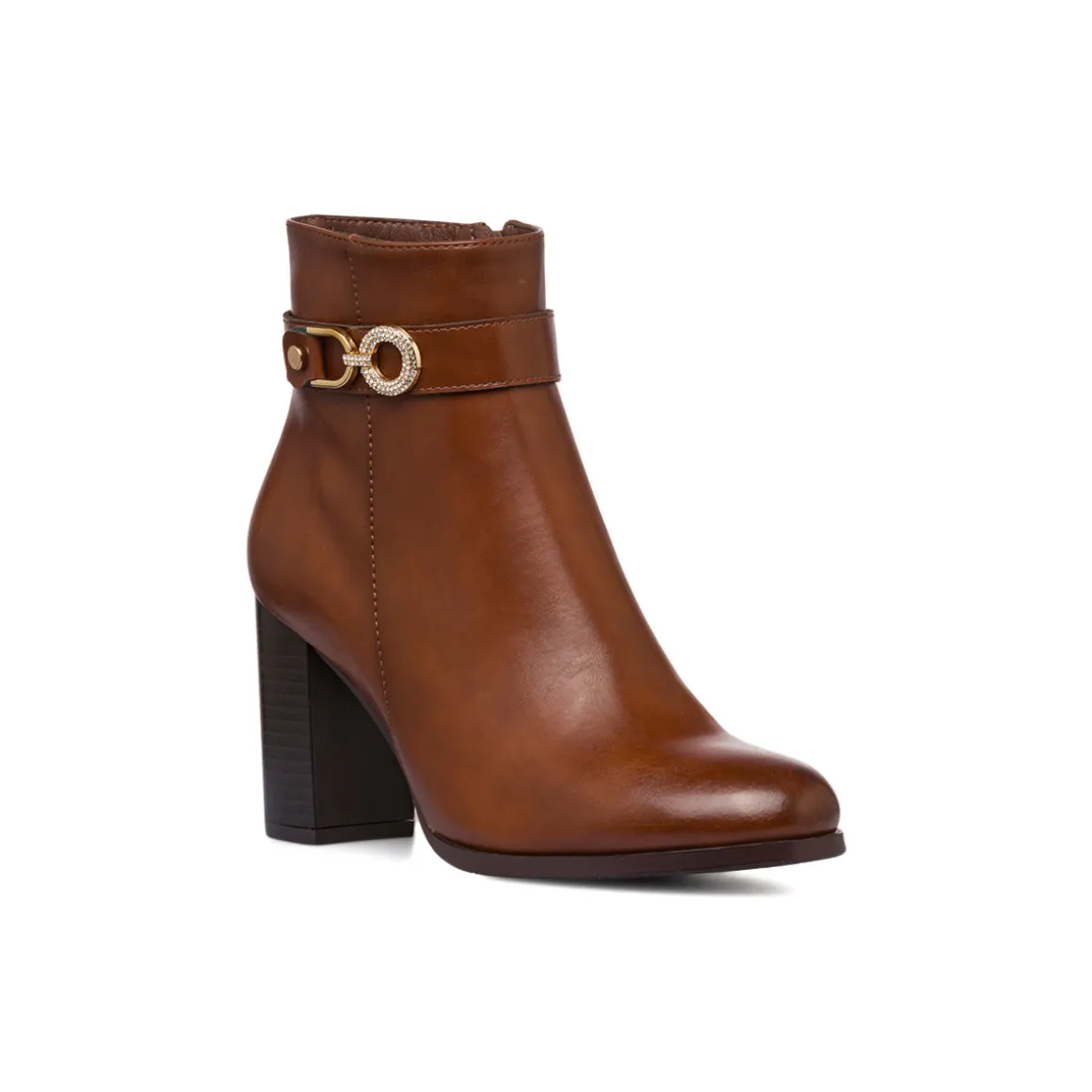 Stivaletti marroni da Donna con fibbia e tacco 8 cm Lora Ferres