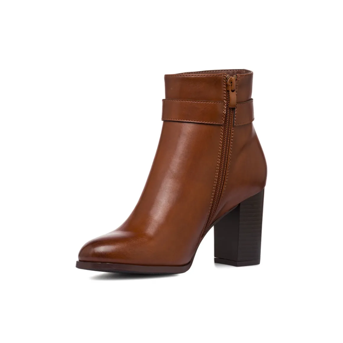 Stivaletti marroni da Donna con fibbia e tacco 8 cm Lora Ferres