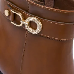 Stivaletti marroni da Donna con tacco e fibbia gioiello Lora Ferres