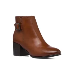 Stivaletti marroni da donna con tacco 6 cm e cinturino Lora Ferres
