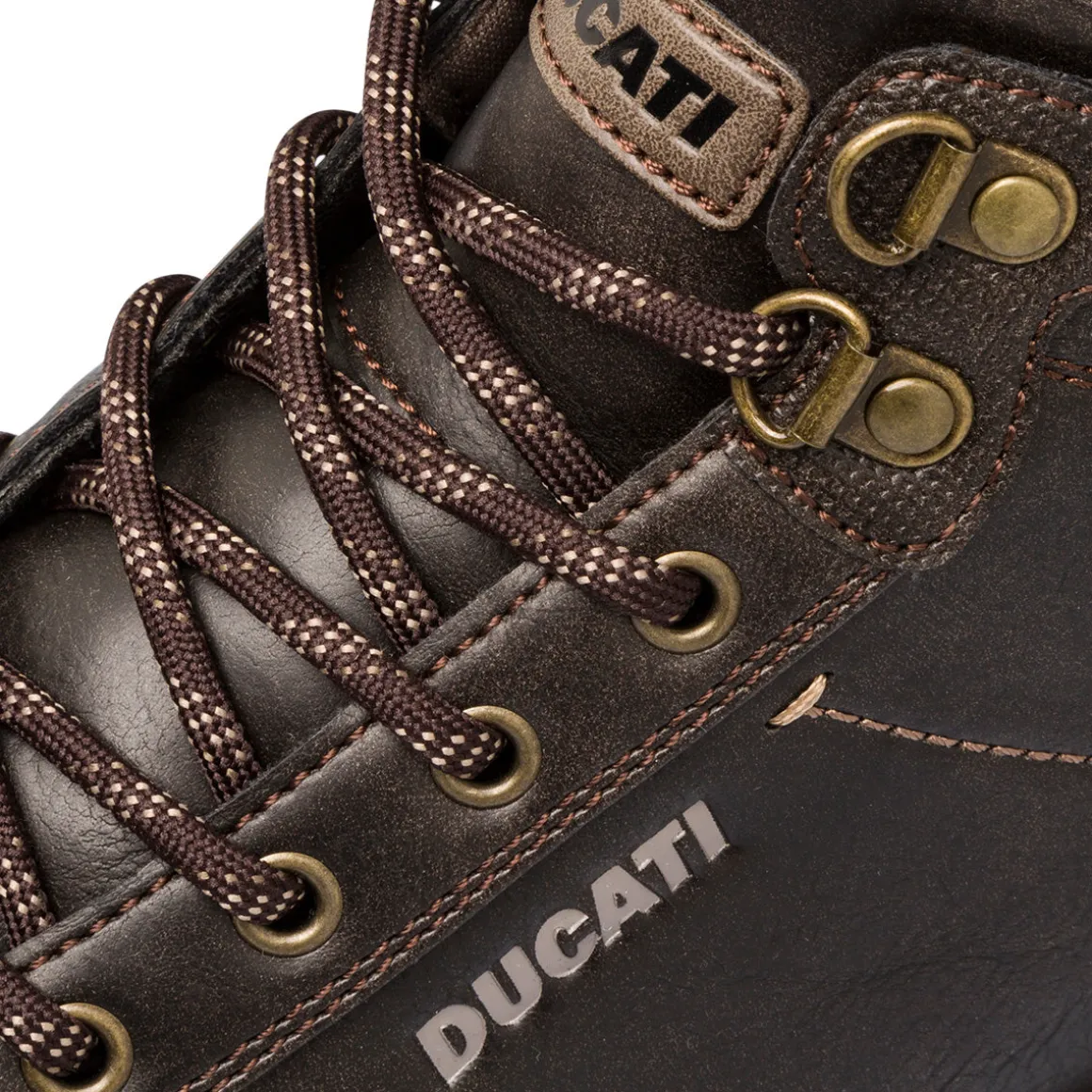 Stivaletti marroni da uomo con logo laterale Ducati