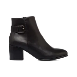Stivaletti neri con fibbia e tacco 6 cm da Donna Lora Ferres
