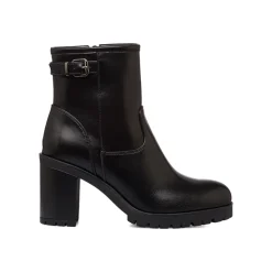 Stivaletti neri con fibbia e tacco 8 cm da Donna Lora Ferres