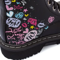 Stivaletti neri da Bambina con stampa graffiti Dieci Baci