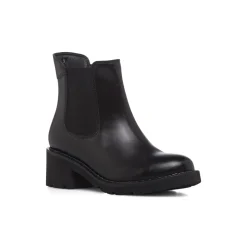 Stivaletti neri da Donna in pelle con elastico laterale Primopiano