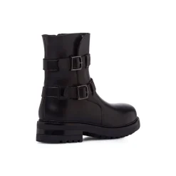 Stivaletti neri da Donna in pelle con fibbie Primopiano
