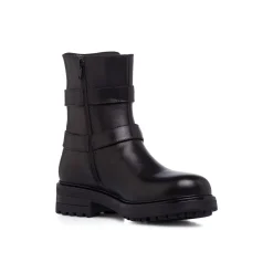 Stivaletti neri da Donna in pelle con fibbie Primopiano