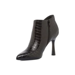 Stivaletti neri da Donna con tacco a spillo 9 cm effetto coccodrillo Lora Ferres