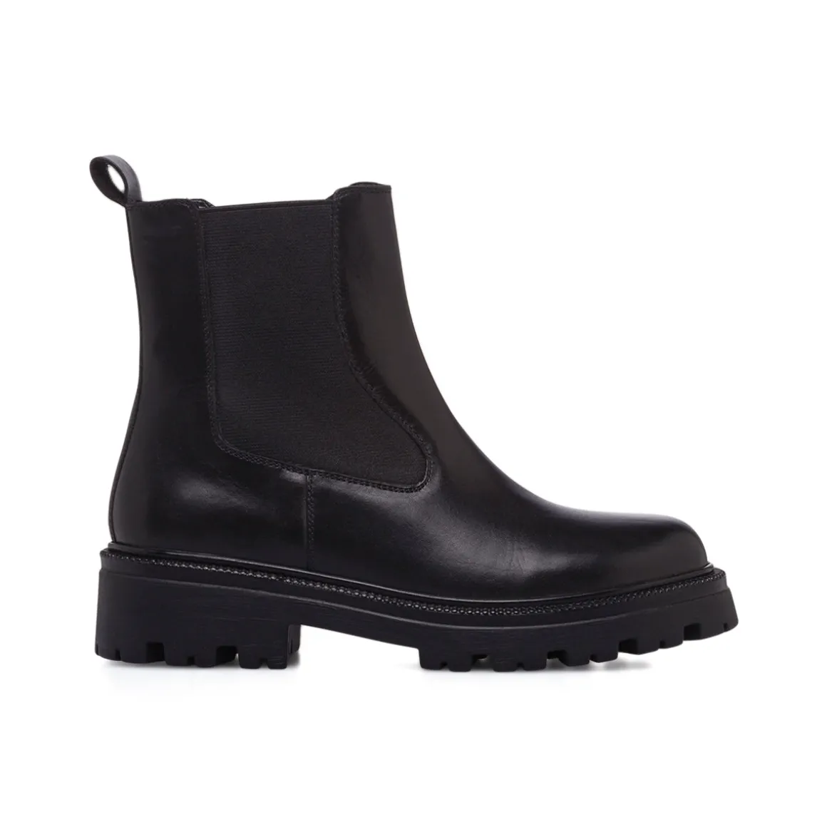 Stivaletti neri da Donna in pelle con elastico laterale Primopiano
