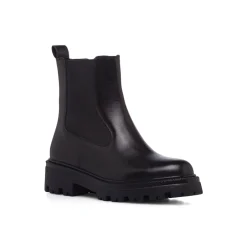 Stivaletti neri da Donna in pelle con elastico laterale Primopiano