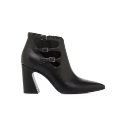 Stivaletti neri da Donna con tacco 8,5 cm e fibbie Swish Jeans