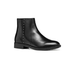 Stivaletti neri da Donna in pelle con dettagli metallici Geox