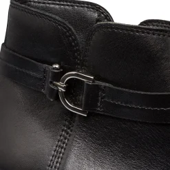 Stivaletti neri da donna in pelle con cinturino P Essentials
