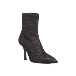 Stivaletti neri eleganti da donna in microfibra con glitter e tacco 8,5 cm Lora Ferres