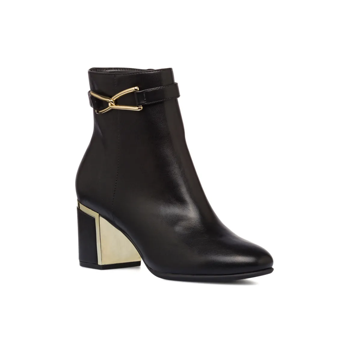 Stivaletti neri eleganti con tacco 6 cm da donna con dettaglio laminato Lora Ferres