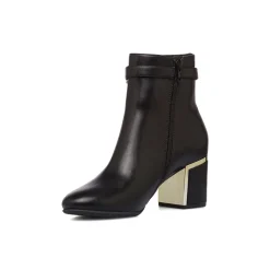 Stivaletti neri eleganti con tacco 6 cm da donna con dettaglio laminato Lora Ferres