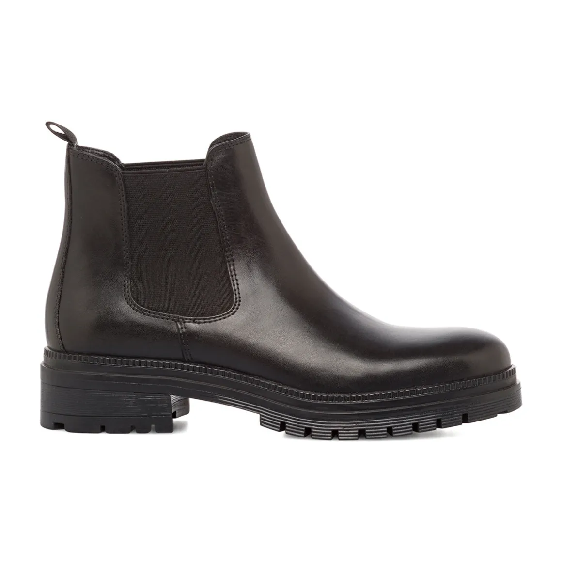 Stivaletti neri in pelle da donna con elastico laterale Primopiano
