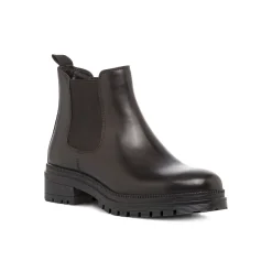 Stivaletti neri in pelle da donna con elastico laterale Primopiano