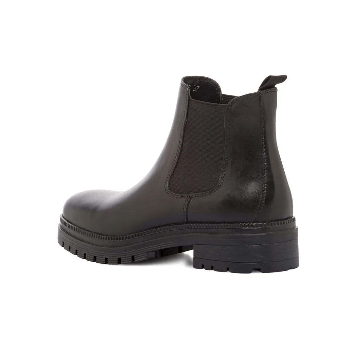 Stivaletti neri in pelle da donna con elastico laterale Primopiano