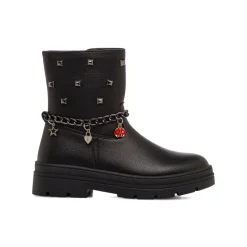 Stivaletti neri Swish Jeans da Ragazza con borchie e catena con charms
