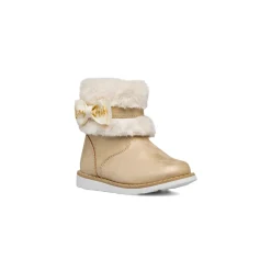 Stivaletti oro metal da bambina con finta pelliccia Le Scarpe di Alice