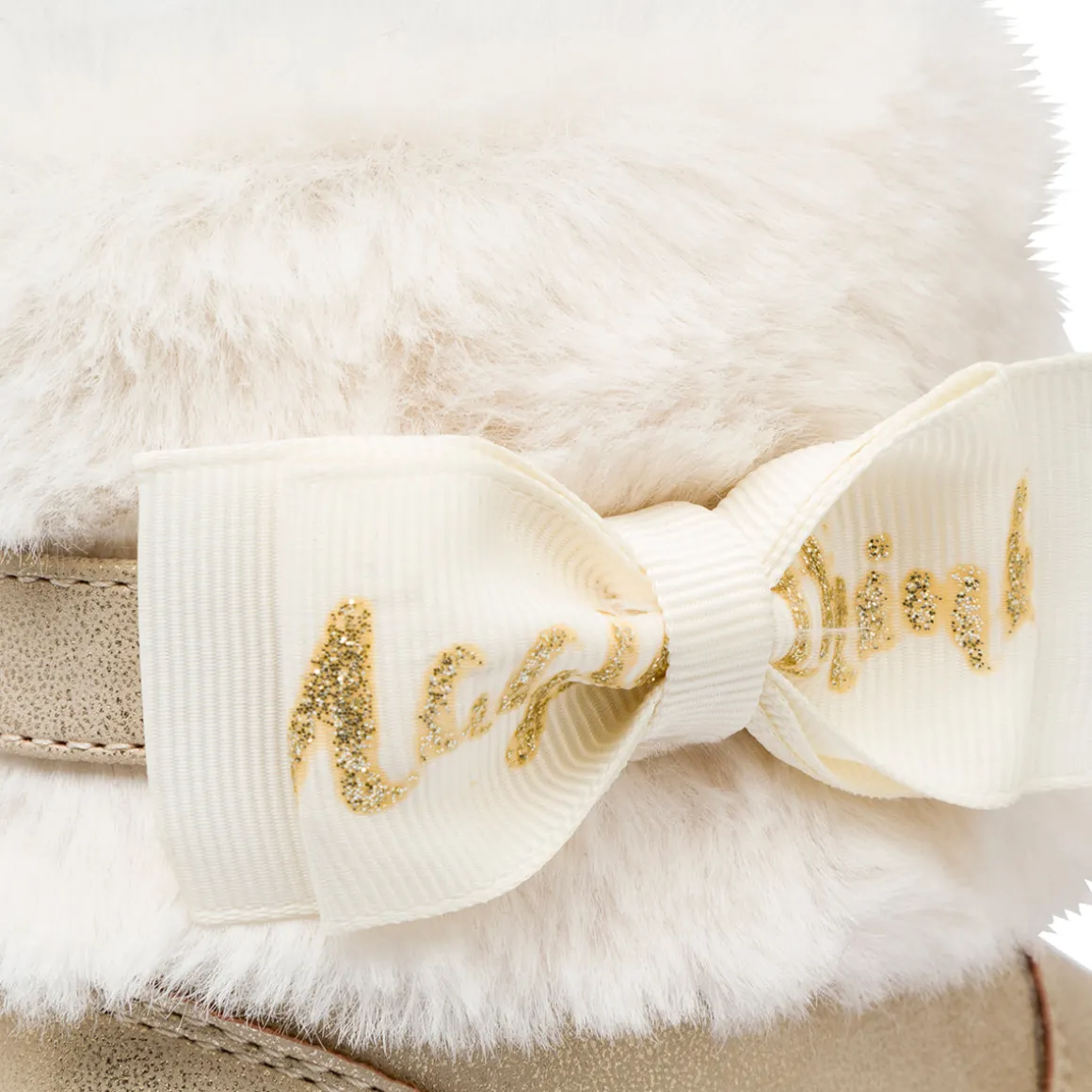 Stivaletti oro metal da bambina con finta pelliccia Le Scarpe di Alice