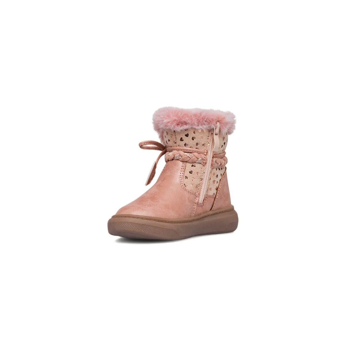 Stivaletti rosa metal da bambina con finta pelliccia Le Scarpe di Alice