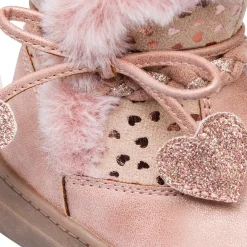 Stivaletti rosa metal da bambina con finta pelliccia Le Scarpe di Alice