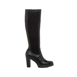 Stivali alti comfort neri da Donna con risvolto e tacco 9 cm P Soft
