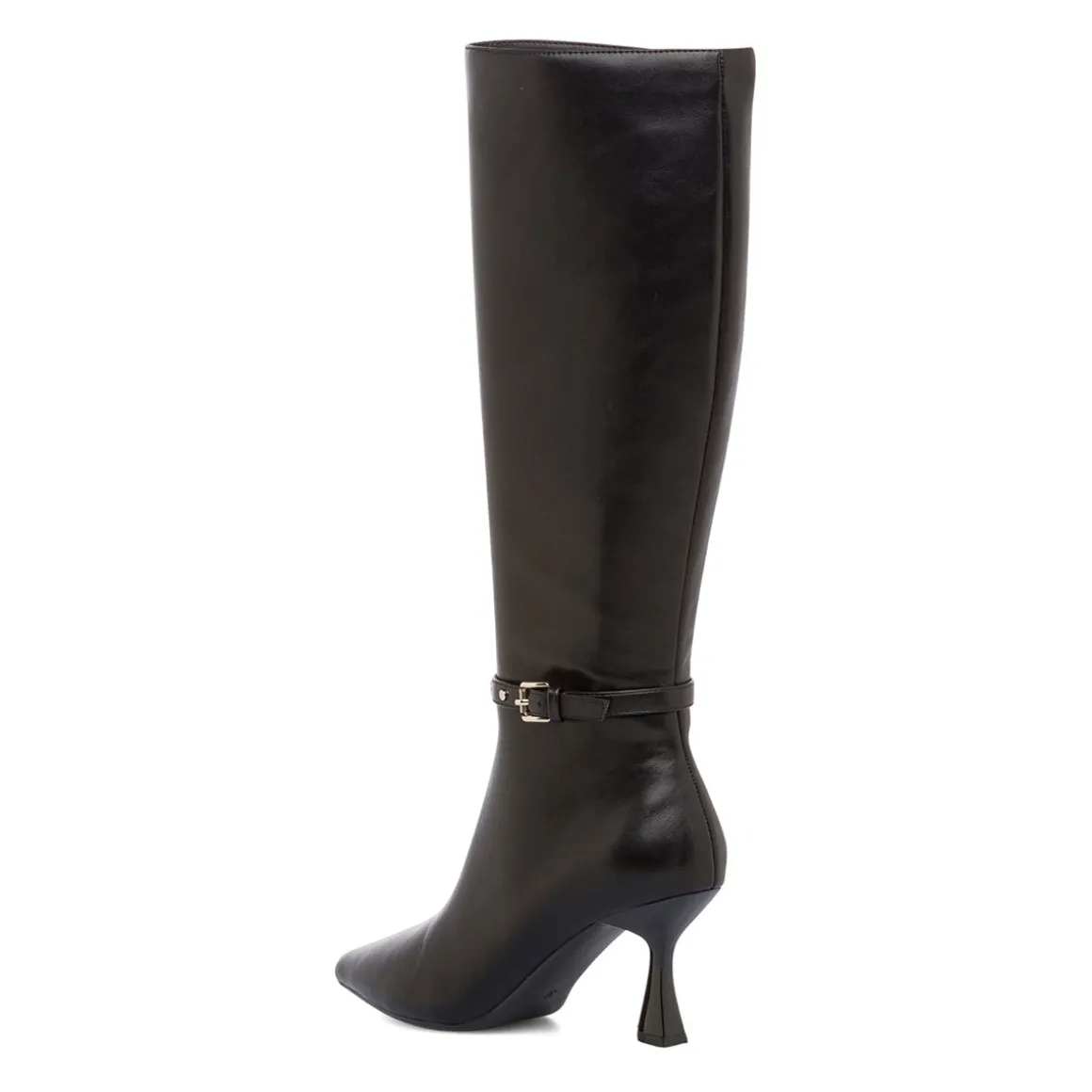 Stivali alti da donna neri con tacco 7 cm e cinturino Lora Ferres