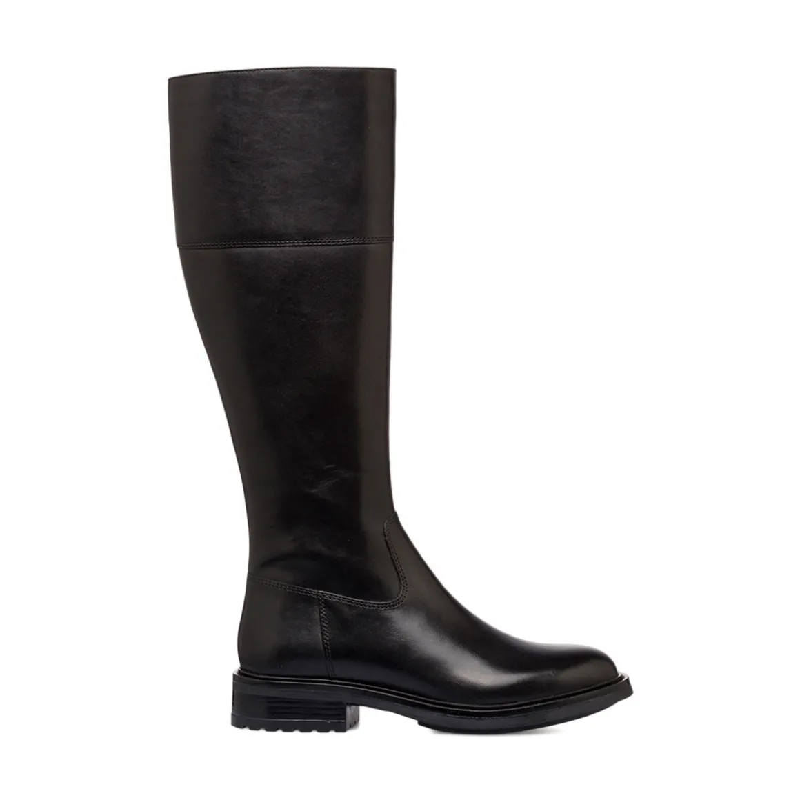 Stivali alti da donna neri in pelle con zip Primopiano