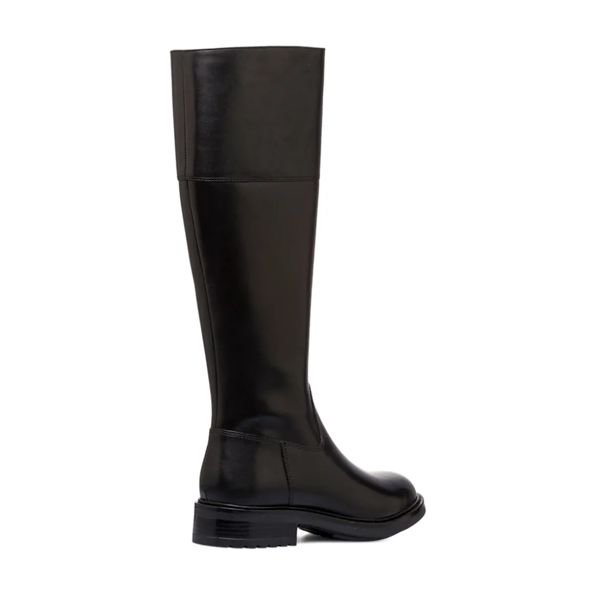 Stivali alti da donna neri in pelle con zip Primopiano