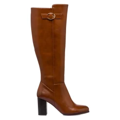 Stivali alti marroni da Donna con fibbia e tacco 8 cm Lora Ferres