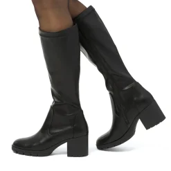 Stivali alti neri comfort da Donna con tacco a blocco 7 cm P Soft