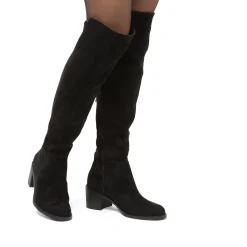 Stivali alti neri da Donna effetto scamosciato con tacco 6 cm Lora Ferres