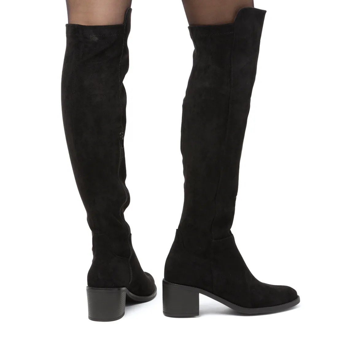 Stivali alti neri da Donna effetto scamosciato con tacco 6 cm Lora Ferres