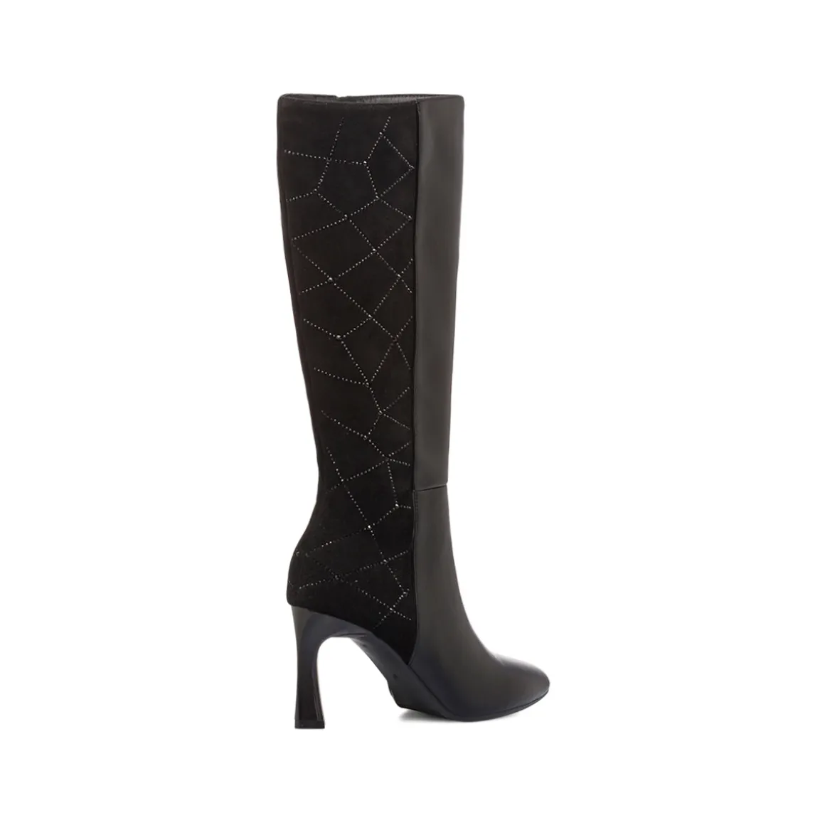 Stivali alti neri da Donna con strass e tacco 8 cm Lora Ferres