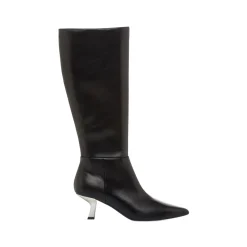 Stivali alti neri da Donna con tacco bianco 7 cm Lora Ferres