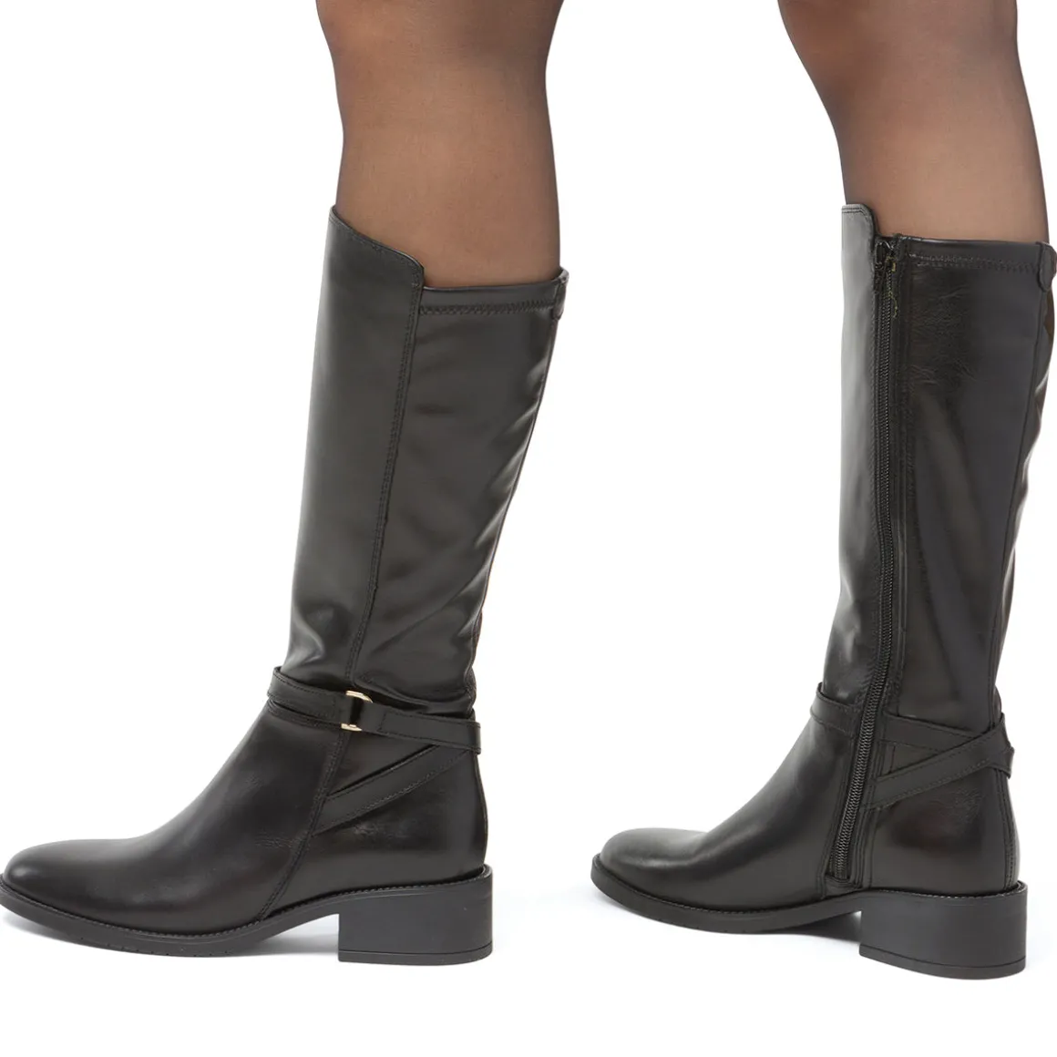 Stivali alti neri da donna in pelle P Essentials