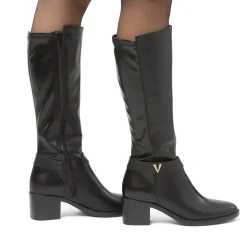 Stivali alti neri da donna con taco 5,5 cm in pelle P Essentials